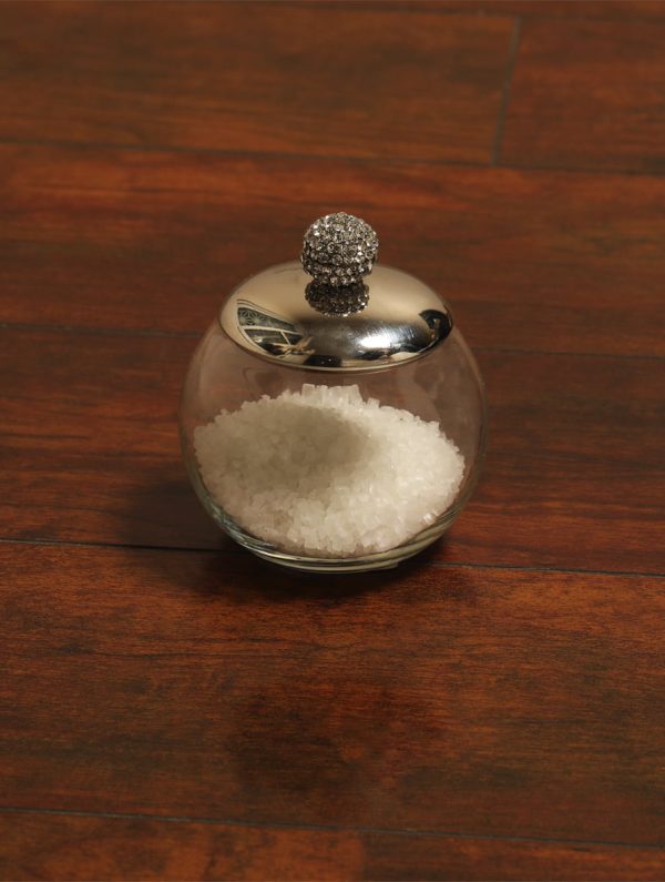 Sparkling Rhinestone Detail glass Jar with Nickle Plated Lid -S