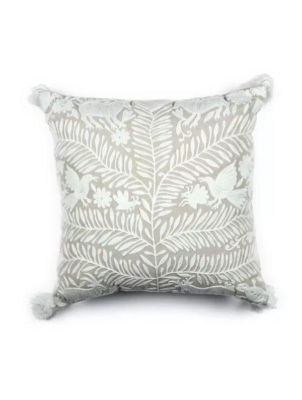 Rich Cotton Duck Cord Intericate Embroidered Cushion Cover with Tassels – Amoliconcepts - Amoliconcepts