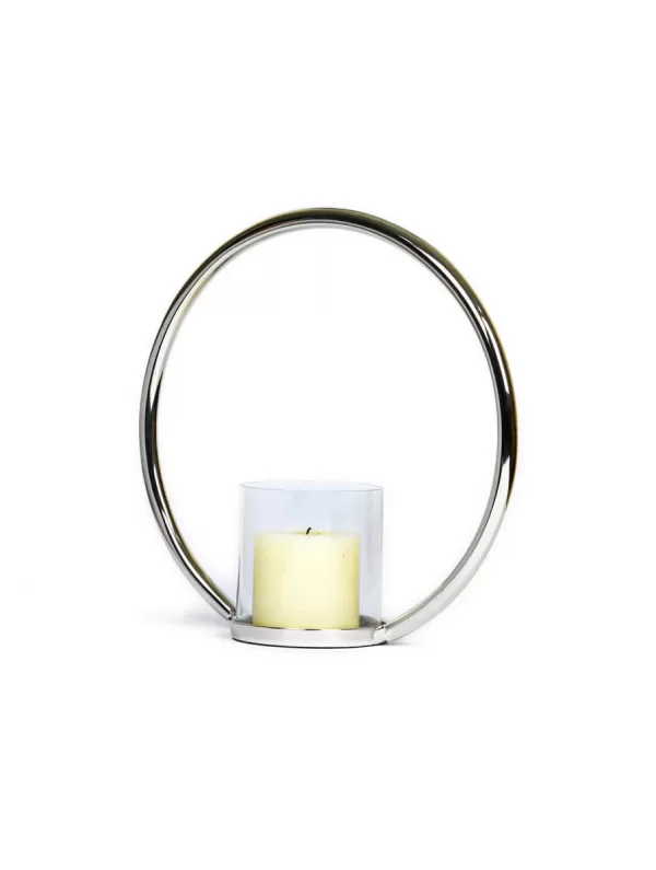Aluminium Single Ring Nickle Plated pillar candle holder – M – Amoliconcepts - Amoliconcepts