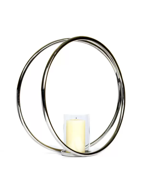 Aluminium Double Ring Nickle Plated pillar candle holder – L – Amoliconcepts - Amoliconcepts