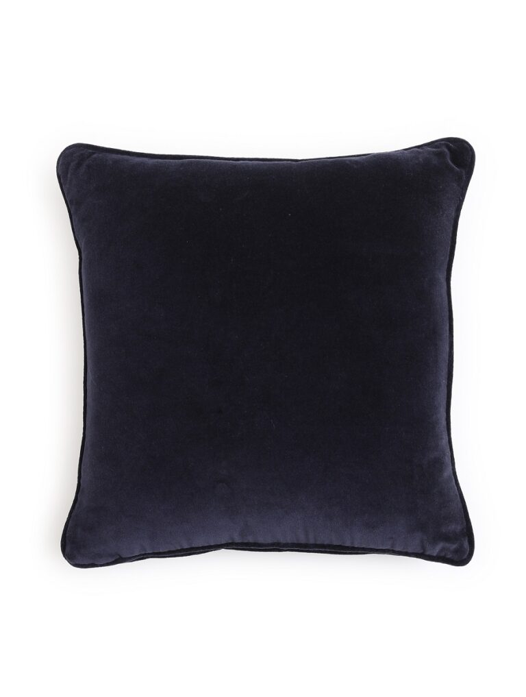 Classic Elegant Cotton Velvet Cushion Cover In Solid Color - Navy Blue ...