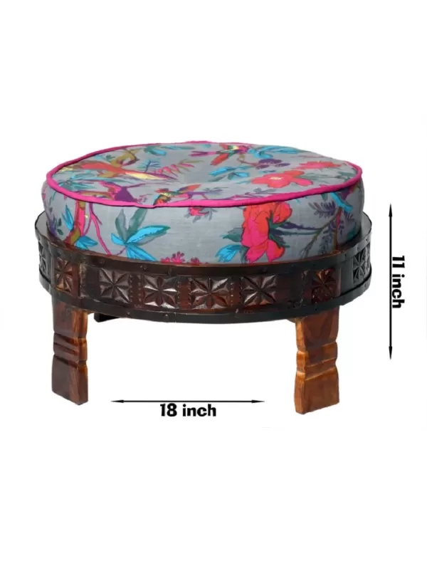 wooden round choki/ stool with cushion top – Amoliconcepts - Amoliconcepts