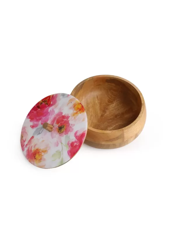 Flower Design Enamelled wooden Dahi Box – Amoliconcepts - Amoliconcepts