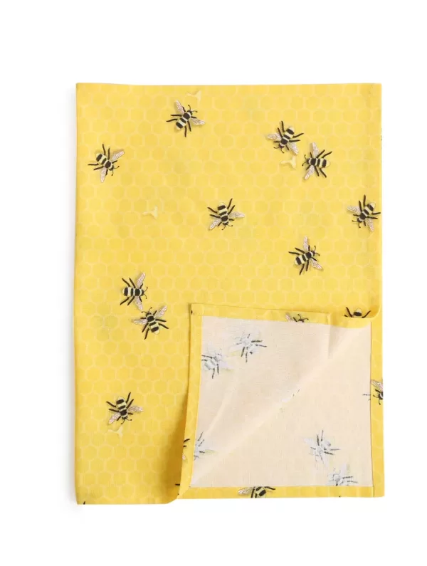 Set of bee design pot holder, glove, apron napkins set - Amoliconcepts