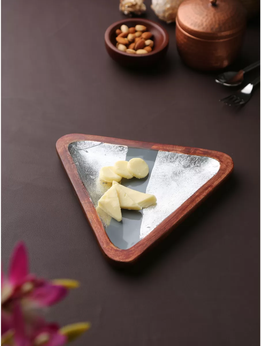 Grey Silver Wooden Platter – Small – Amoliconcepts
