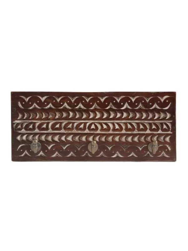 Hand carved traditional Khunti with three pegs – Style 02- Amoliconcepts - Amoliconcepts