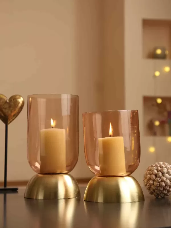 Peach and Gold glass candle holder Large – Amoliconcepts - Amoliconcepts