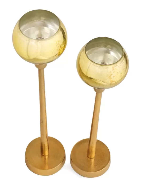 Antique Gold glass tealight holder set of 2 – Amoliconcepts - Amoliconcepts
