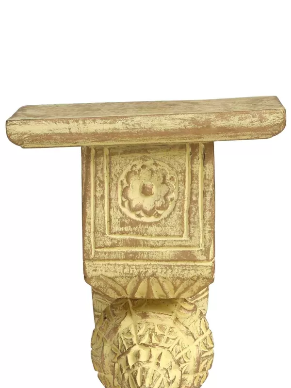 Yellow hand carved wall shelf with antique gold finish – Amoliconcepts - Amoliconcepts