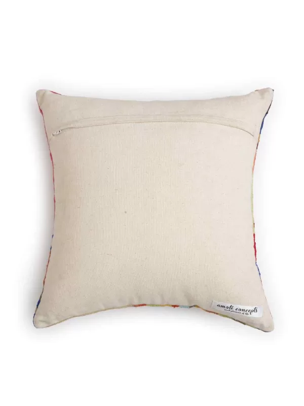 Crewel Embroidery multicolor square style cushion cover in abstract design – Amoliconcepts - Amoliconcepts