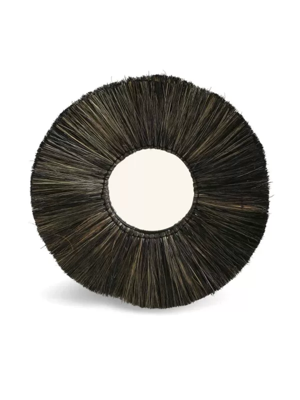 Round shaped decorative mirror crafted with Natural sea grass in black finish – Amoliconcepts - Amoliconcepts