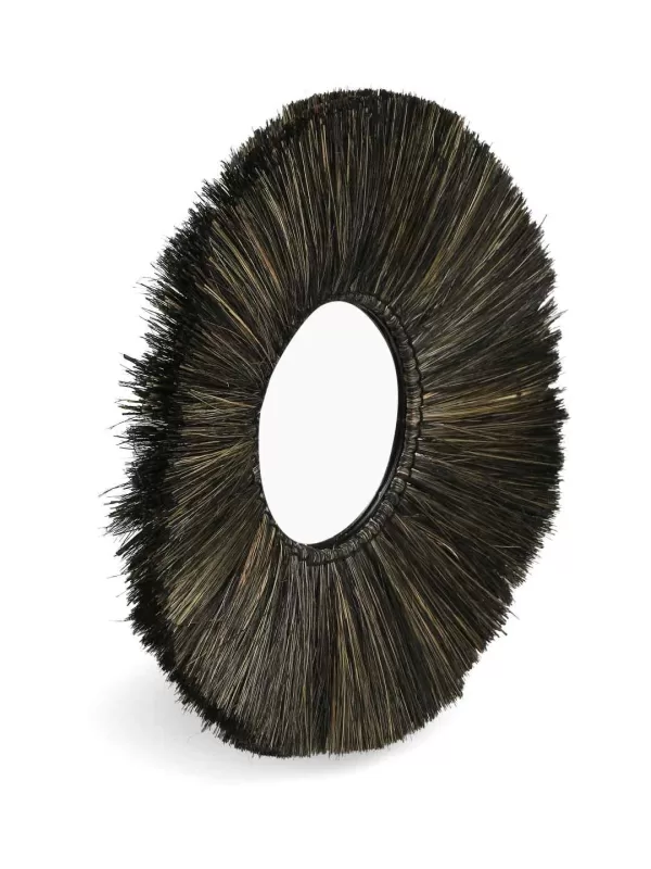 Round shaped decorative mirror crafted with Natural sea grass in black finish – Amoliconcepts - Amoliconcepts