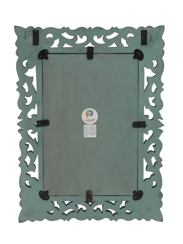 Green Vintage style MDF Mirror with golden details & distress finish – Amoliconcepts - Amoliconcepts