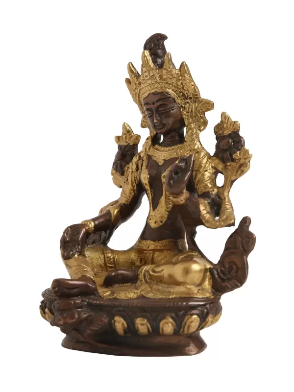 Tara Devi in Brass with Antique and Gold finish - Amoliconcepts