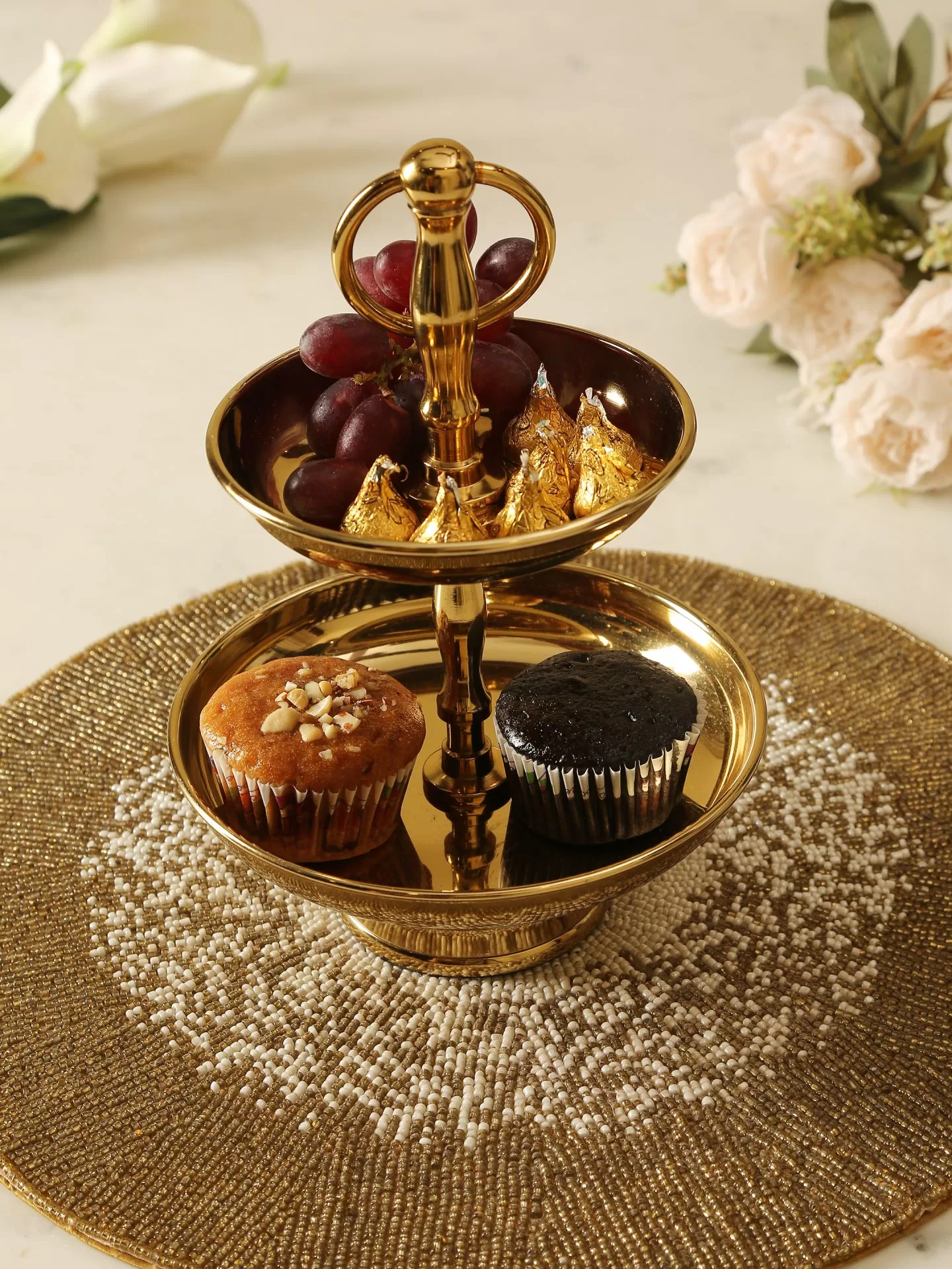 Cake And Cookie Stand In Gold Finish – Amoliconcepts