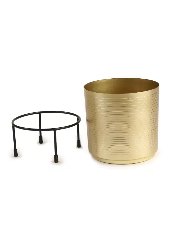 Gold finish planter with stand  – Amoliconcepts - Amoliconcepts