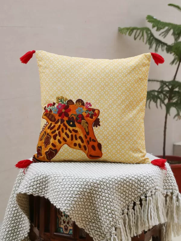 Giraffe Design Embroidered cushion Cover – Amoliconcepts - Amoliconcepts