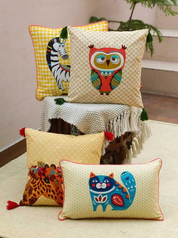 Cat Design Embroidered Cushion Cover – Amoliconcepts - Amoliconcepts