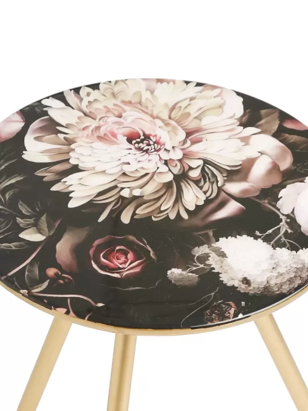 Flower Design round enamel  iron side table – Amoliconcepts - Amoliconcepts