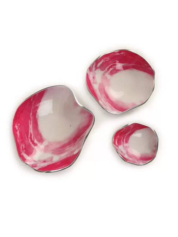 Enameled Platters Pink And White – Amoliconcepts