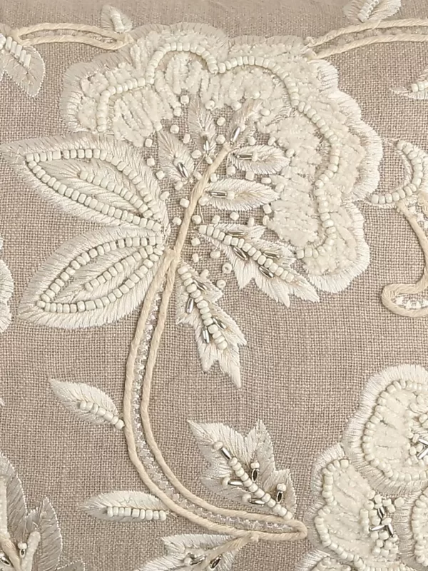 Grey Embroidered & embellished rectangular cushion cover – Amoliconcepts - Amoliconcepts