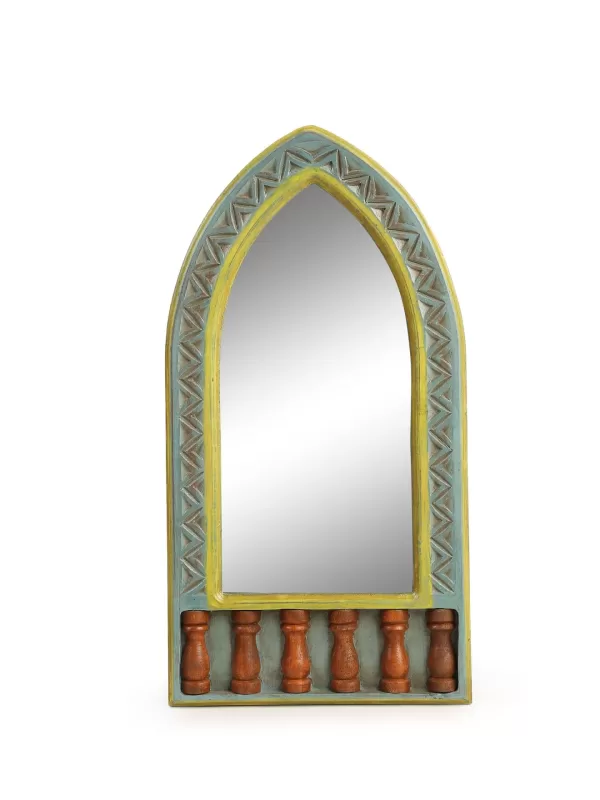 Hand crafted mirror in rustic green finish – Amoliconcepts - Amoliconcepts