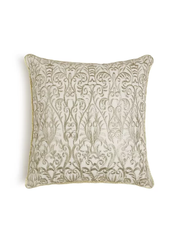 Zari embroidery Ivory cushion cover – Amoliconcepts - Amoliconcepts