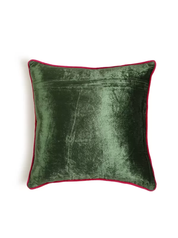 Green Velvet cushion cover with Zari Embroidery – Square – Amoliconcepts - Amoliconcepts