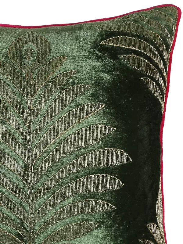 Green Velvet cushion cover with Zari Embroidery – Square – Amoliconcepts - Amoliconcepts