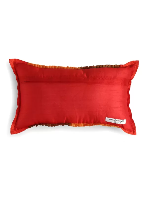 Red and Multicolor patch work embroidered cushion cover with sequin base – Amoliconcepts - Amoliconcepts