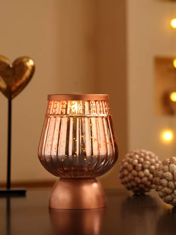 Mercury finish silver and peach candle holder – Amoliconcepts - Amoliconcepts