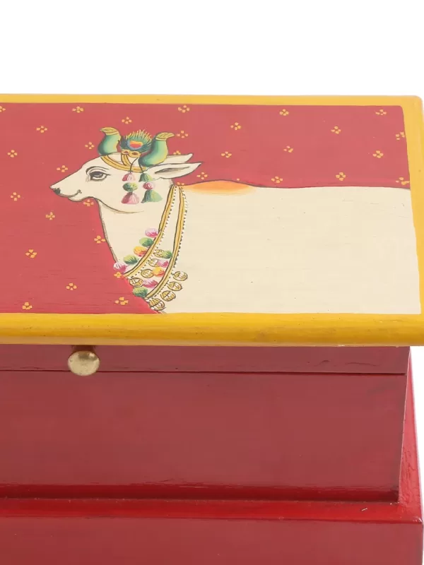 Spacious Pichwai Hand painted Cow Box – Red – Amoliconcepts - Amoliconcepts