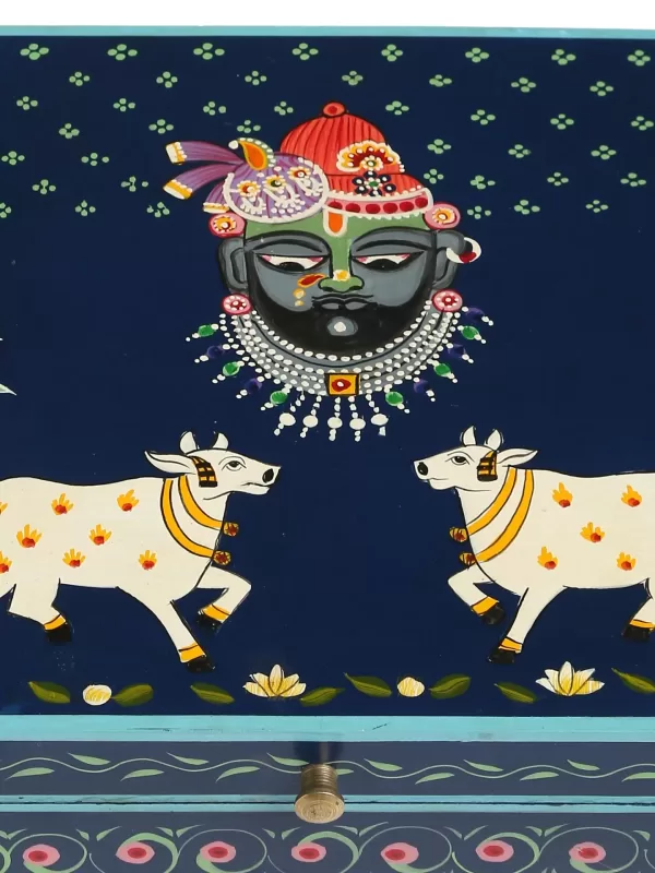 Pichwai Krishna Painted Box – Dark Blue – Amoliconcepts - Amoliconcepts