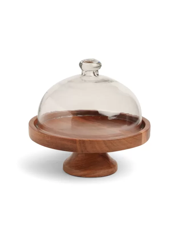 Wooden Cake Stand With Cloche – Amoliconcepts