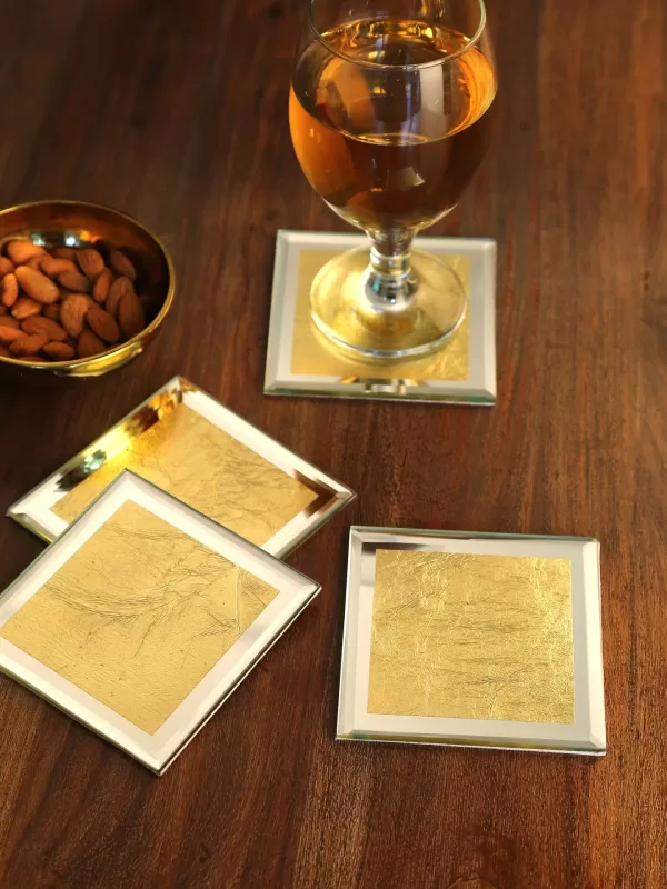 Mirror glass gold foiled coasters – Amoliconcepts - Amoliconcepts