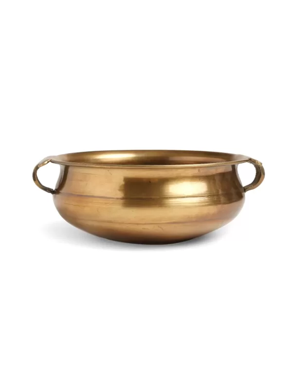 Antique gold finish Brass Urli – L – Amoliconcepts - Amoliconcepts