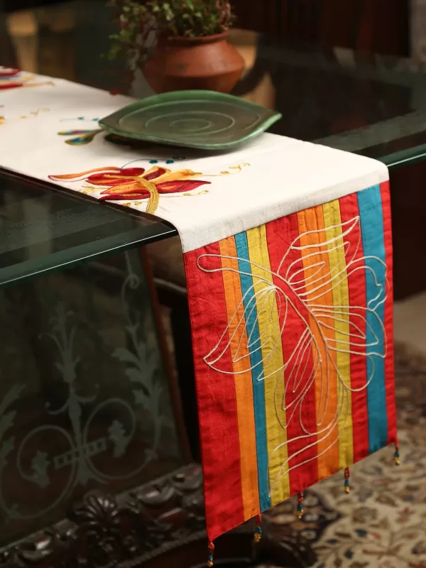 Multicolor embroidered table runner - Amoliconcepts