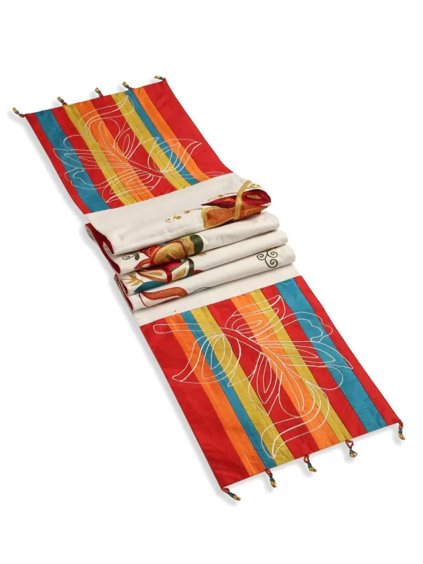 Multicolor embroidered table runner - Amoliconcepts