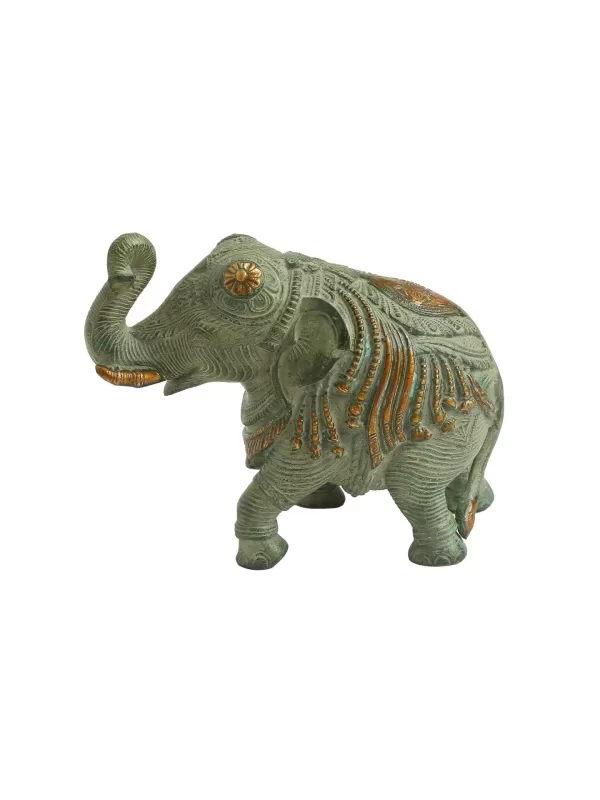 Elephant in Antique Green Stone Finish - Amoliconcepts