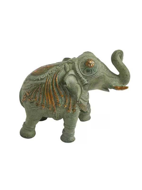 Elephant in Antique Green Stone Finish - Amoliconcepts