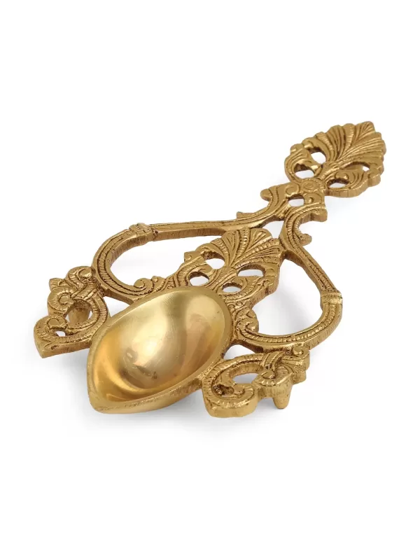 Brass Havan/ Pooja spoon with intricate details - Amoliconcepts