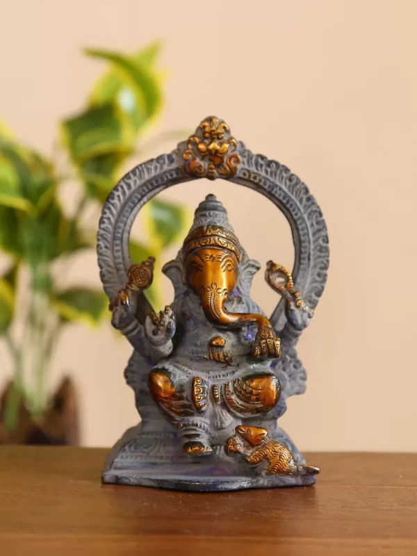 Antique Green look brass Ganesha accent - Amoliconcepts