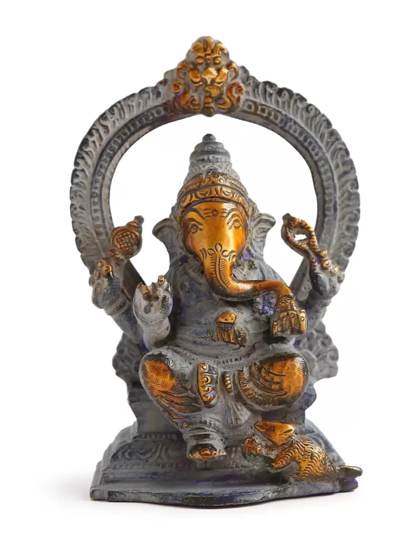Antique Green look brass Ganesha accent - Amoliconcepts