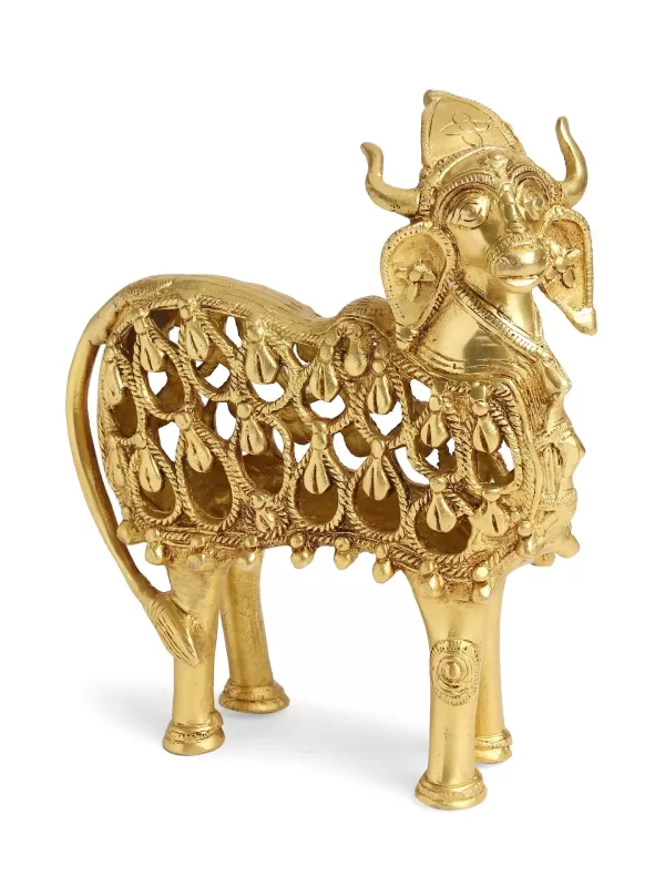 Unique dhokra cow in brass – Amoliconcepts - Amoliconcepts
