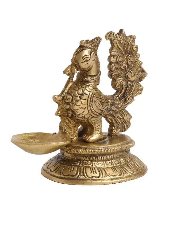 Peacock Brass lamp with oval base – Amoliconcepts - Amoliconcepts