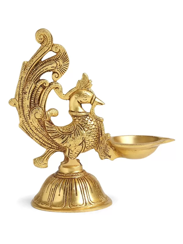 Brass Peacock lamp with round base – Amoliconcepts - Amoliconcepts
