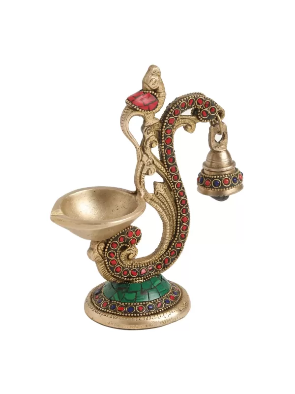 Brass Bird Lamp with Bell and stones – Amoliconcepts - Amoliconcepts