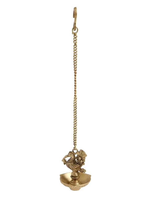 Bird Hanging Diya with three side lamp and Chain – Amoliconcepts - Amoliconcepts