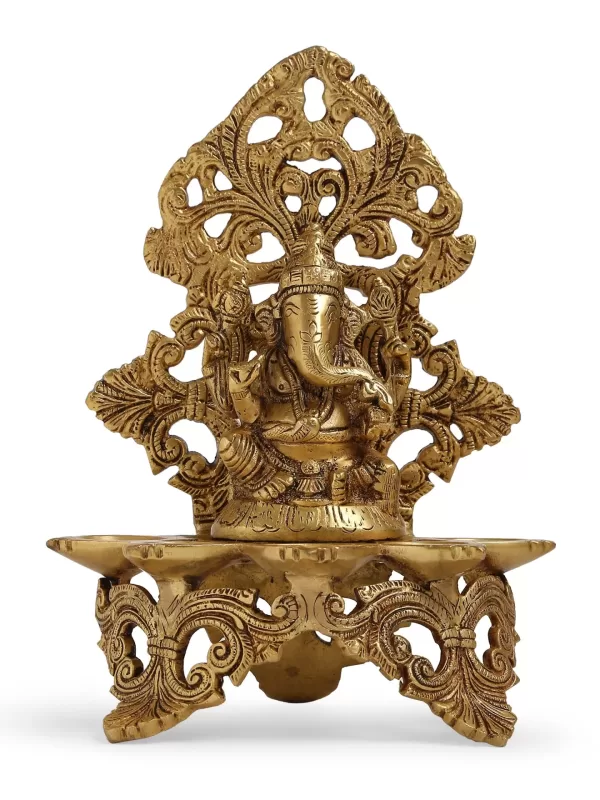 Brass Ganesha lamp with base – Amoliconcepts - Amoliconcepts