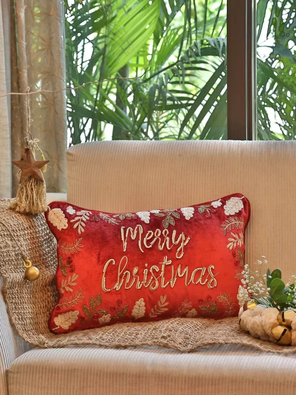 Merry Christmas embellished cushion cover - Amoliconcepts